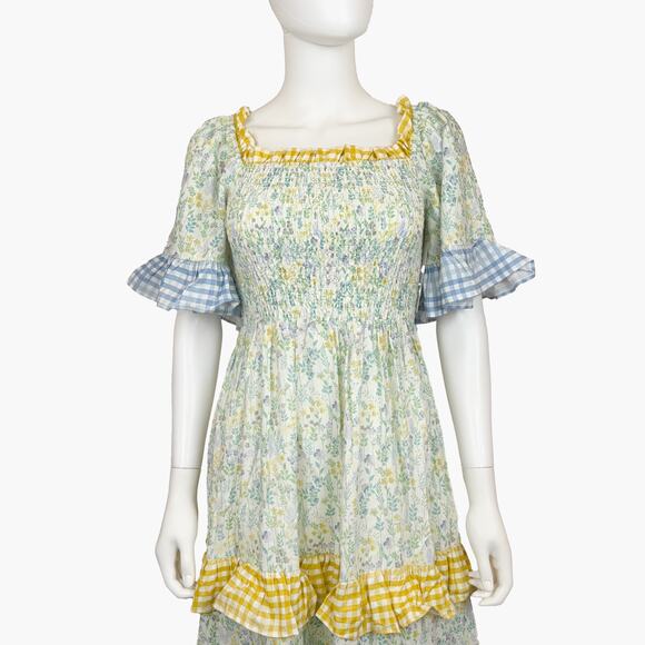 NWT AURA "See The Sights" Sage Floral Print Tiered Maxi Dress (Multi | Size XS) - Picture 6 of 12